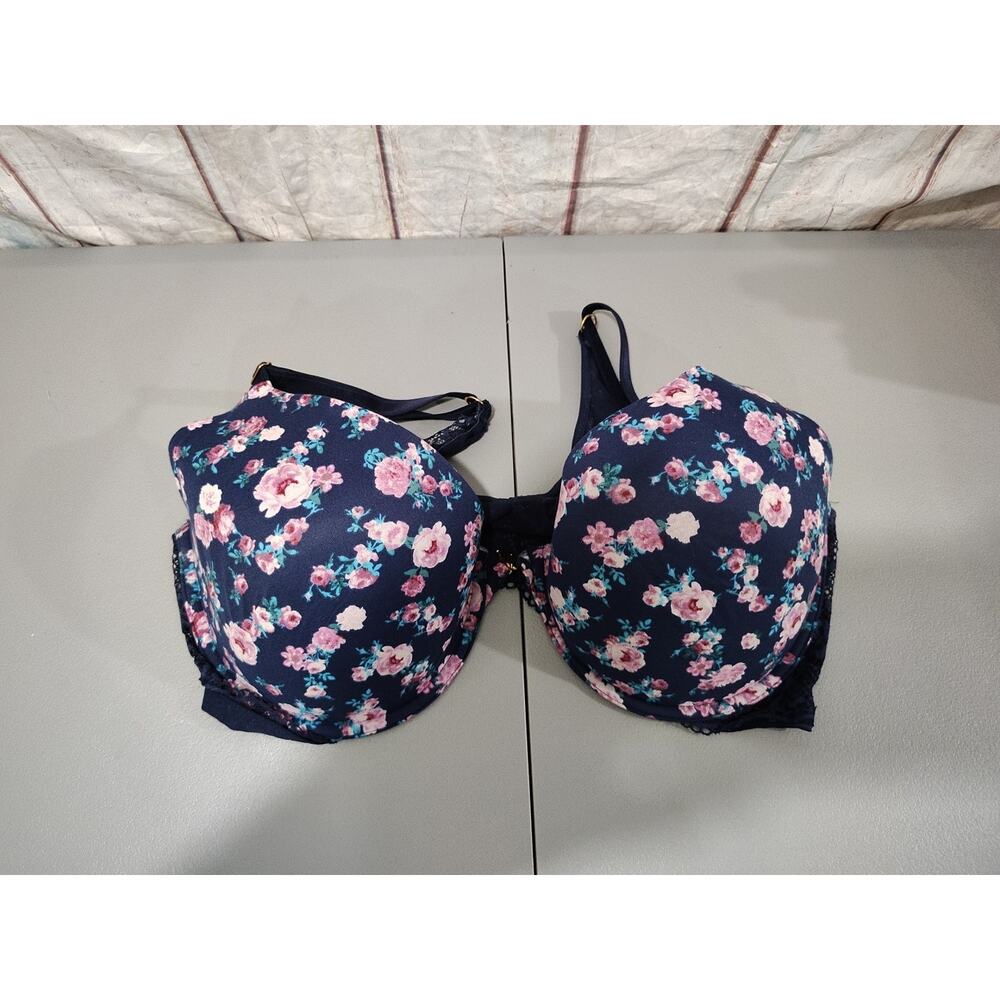 Victoria's Secret Love Cloud Push-up Bra Blue Floral Lace Size 38DD